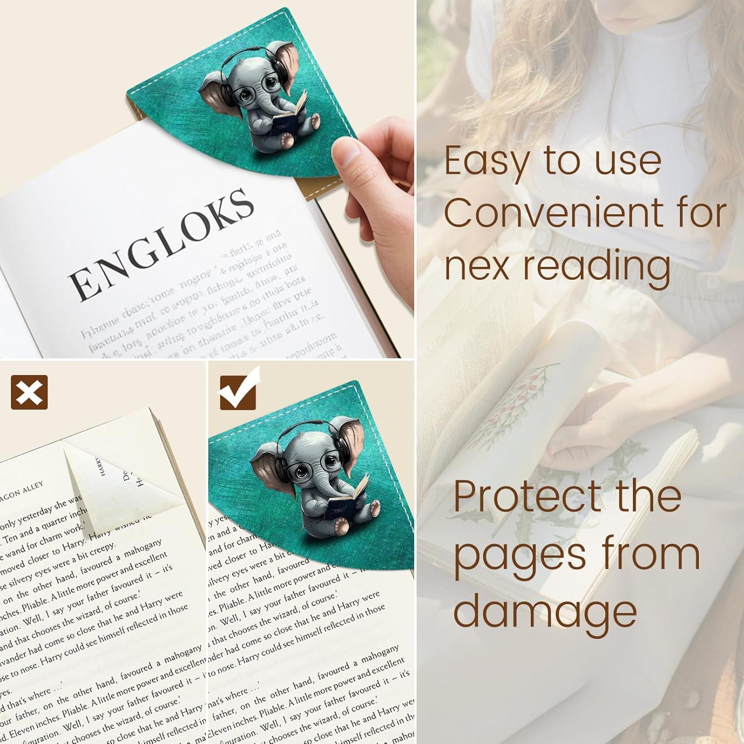 imageIcycay Axolotls Corner Bookmarks Cute Leather Book Accessories for Book Lovers 3 Pcs Reading Book Page Markers for Women Men Student Teacher Girls Boys Kids Retirement Birthday GiftsCute Elephant