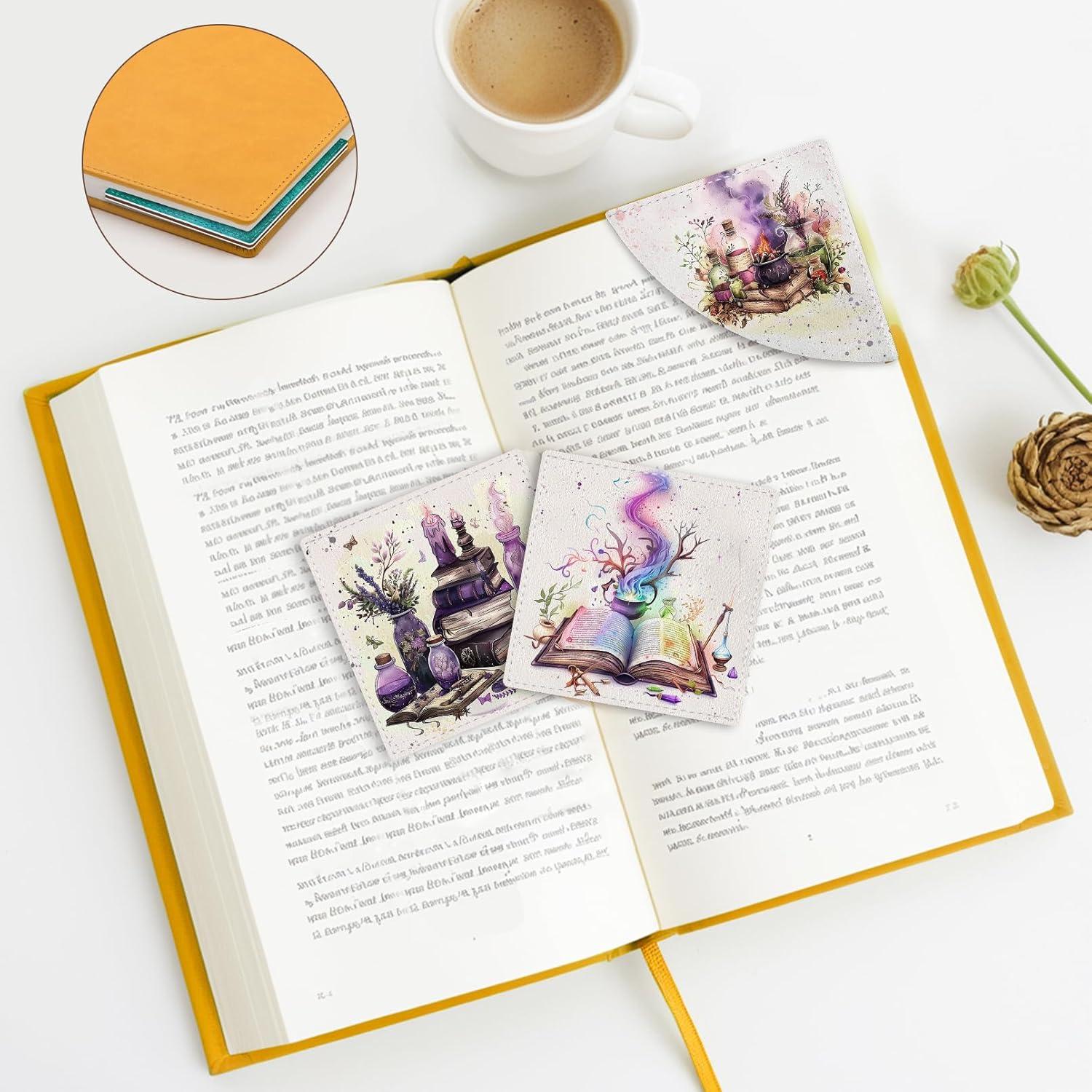 imageIcycay Axolotls Corner Bookmarks Cute Leather Book Accessories for Book Lovers 3 Pcs Reading Book Page Markers for Women Men Student Teacher Girls Boys Kids Retirement Birthday GiftsMagic