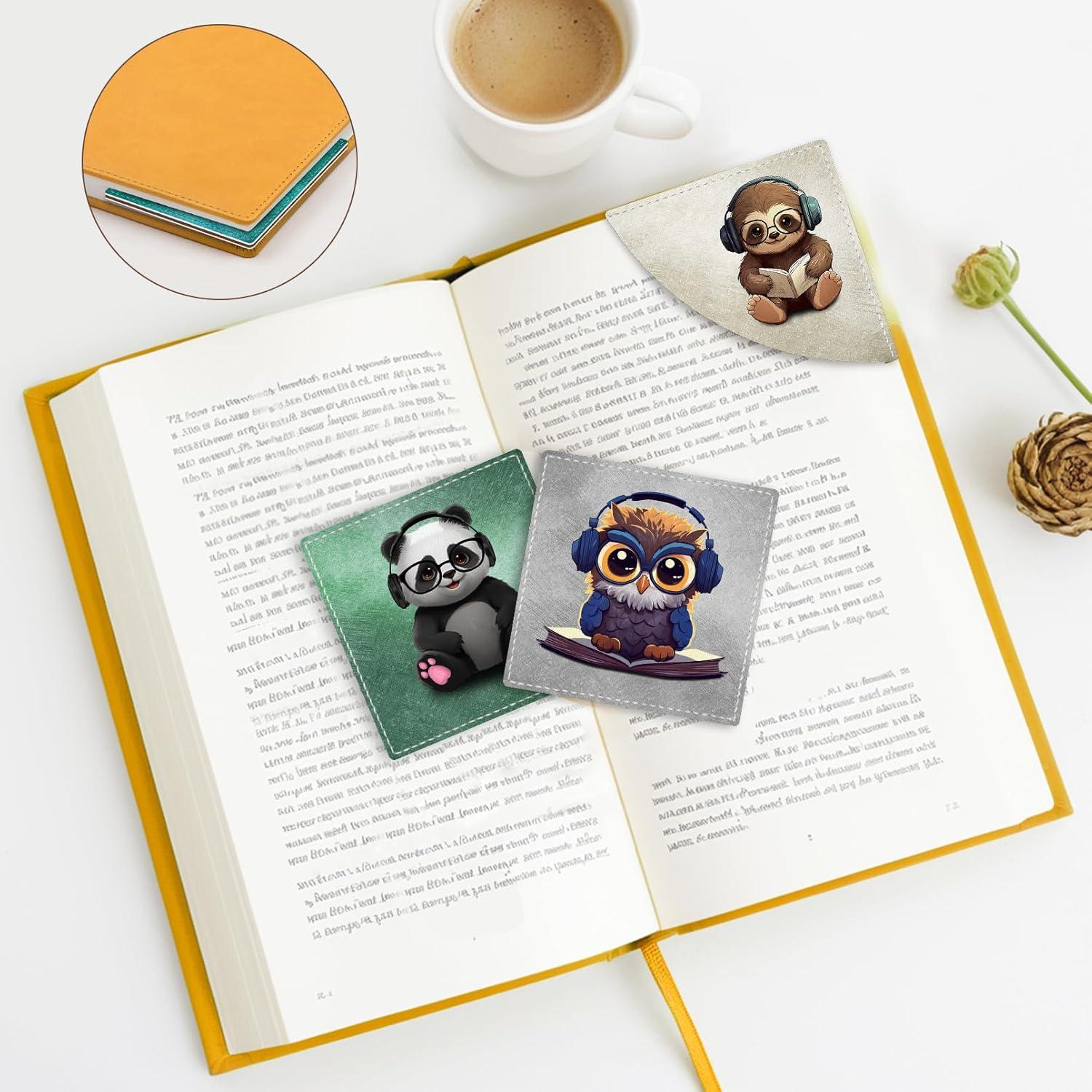 imageIcycay Axolotls Corner Bookmarks Cute Leather Book Accessories for Book Lovers 3 Pcs Reading Book Page Markers for Women Men Student Teacher Girls Boys Kids Retirement Birthday GiftsCute Sloth