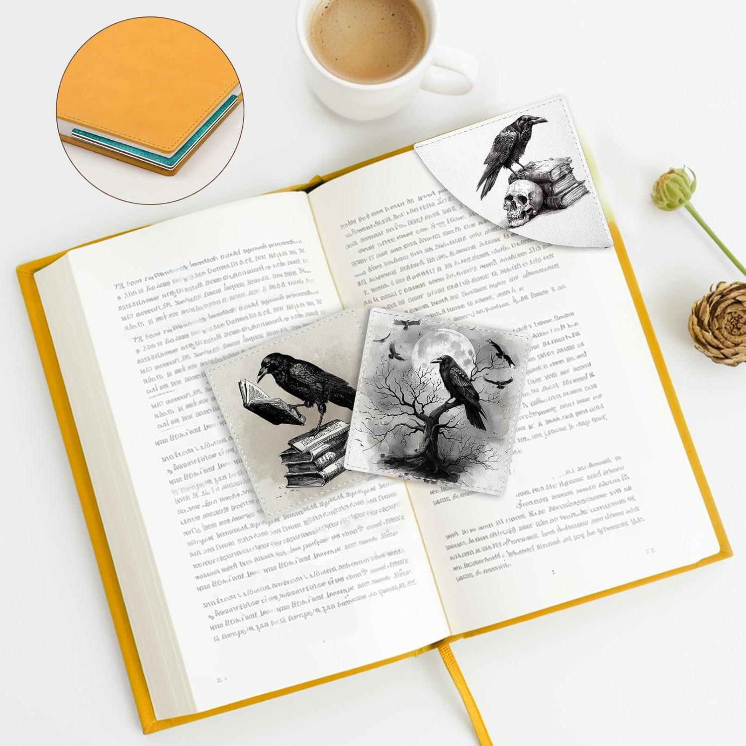 imageIcycay Axolotls Corner Bookmarks Cute Leather Book Accessories for Book Lovers 3 Pcs Reading Book Page Markers for Women Men Student Teacher Girls Boys Kids Retirement Birthday GiftsCrow