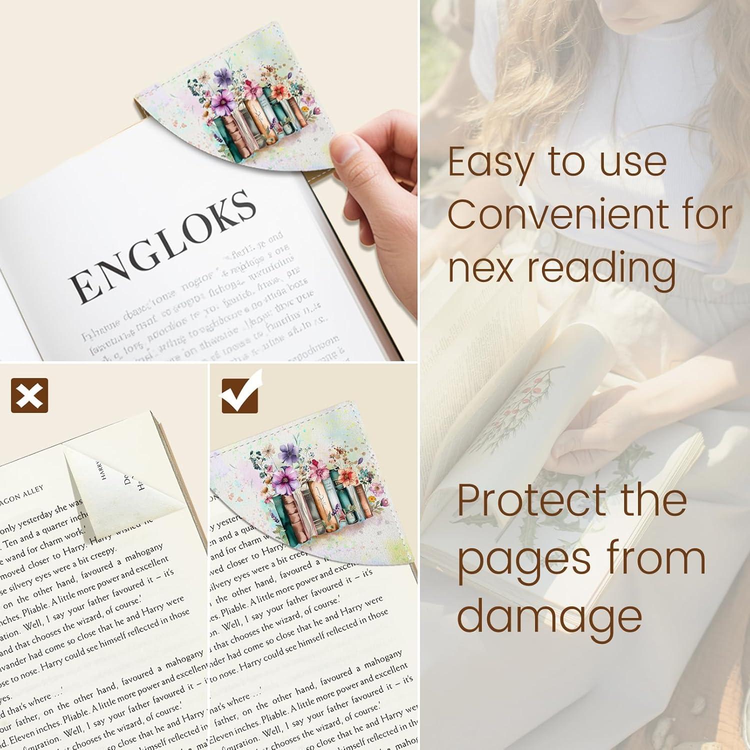 imageIcycay Axolotls Corner Bookmarks Cute Leather Book Accessories for Book Lovers 3 Pcs Reading Book Page Markers for Women Men Student Teacher Girls Boys Kids Retirement Birthday GiftsFloral Book