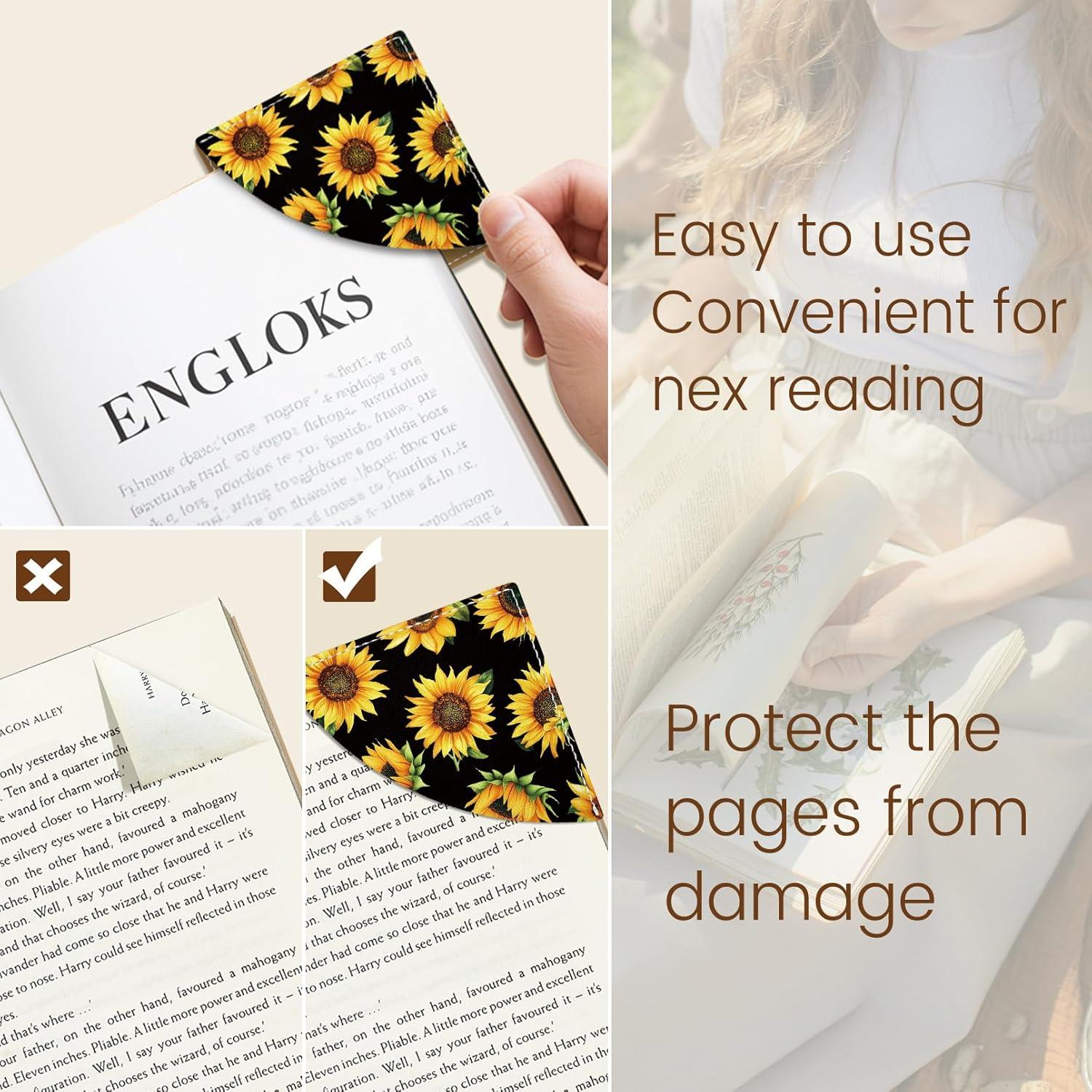 imageIcycay Axolotls Corner Bookmarks Cute Leather Book Accessories for Book Lovers 3 Pcs Reading Book Page Markers for Women Men Student Teacher Girls Boys Kids Retirement Birthday GiftsSunflower