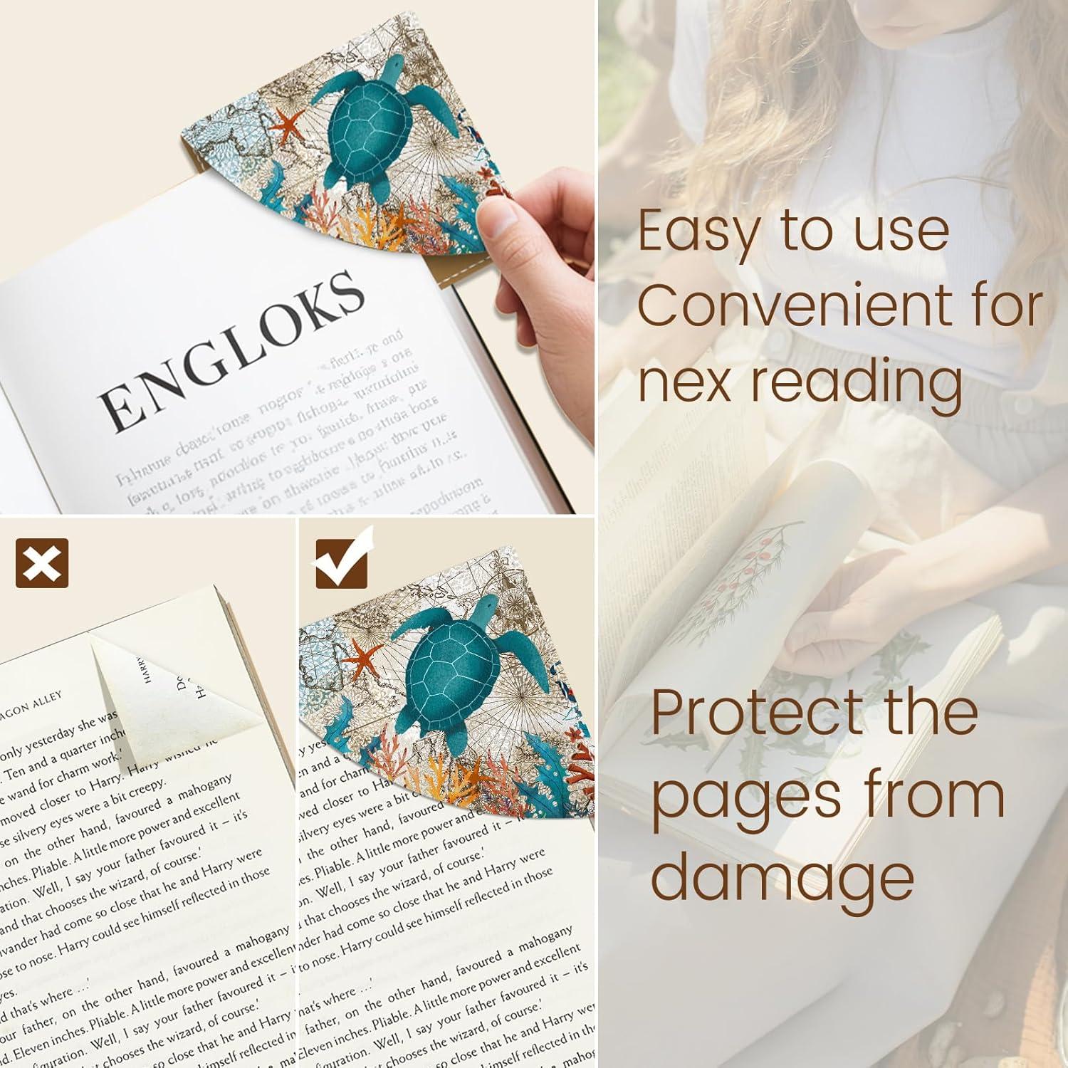 imageIcycay Axolotls Corner Bookmarks Cute Leather Book Accessories for Book Lovers 3 Pcs Reading Book Page Markers for Women Men Student Teacher Girls Boys Kids Retirement Birthday GiftsSea Turtle