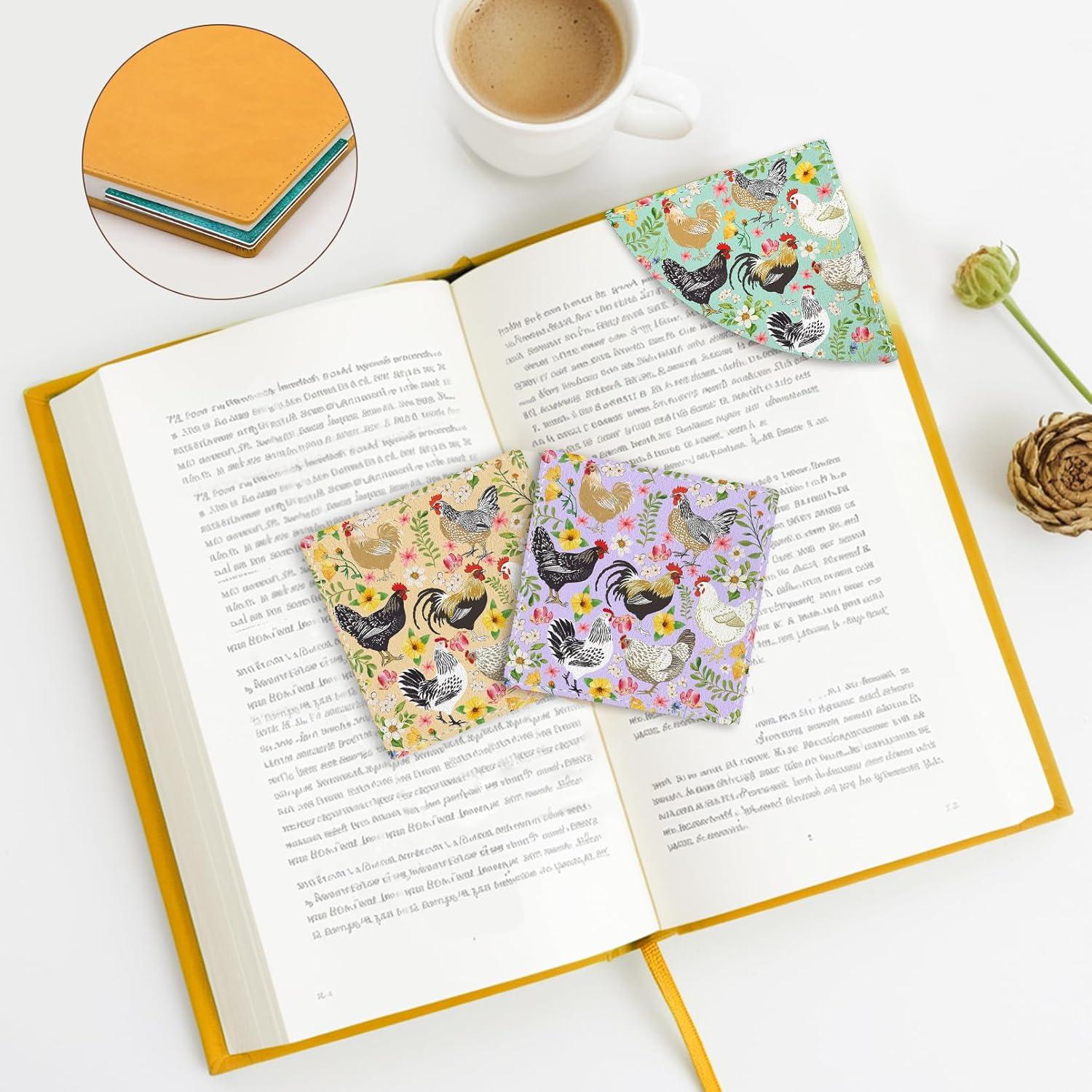 imageIcycay Axolotls Corner Bookmarks Cute Leather Book Accessories for Book Lovers 3 Pcs Reading Book Page Markers for Women Men Student Teacher Girls Boys Kids Retirement Birthday GiftsFarm Chicken