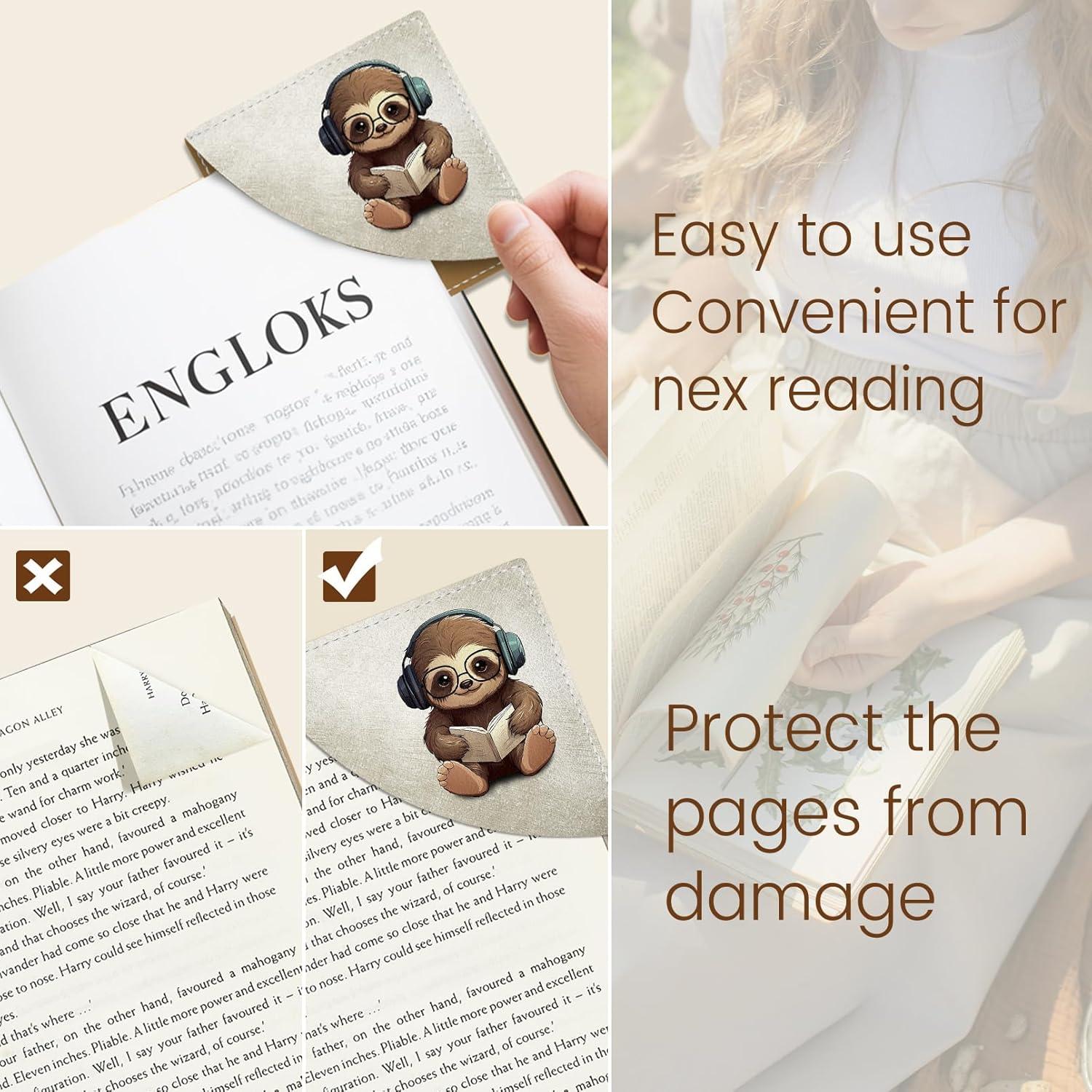 imageIcycay Axolotls Corner Bookmarks Cute Leather Book Accessories for Book Lovers 3 Pcs Reading Book Page Markers for Women Men Student Teacher Girls Boys Kids Retirement Birthday GiftsCute Sloth
