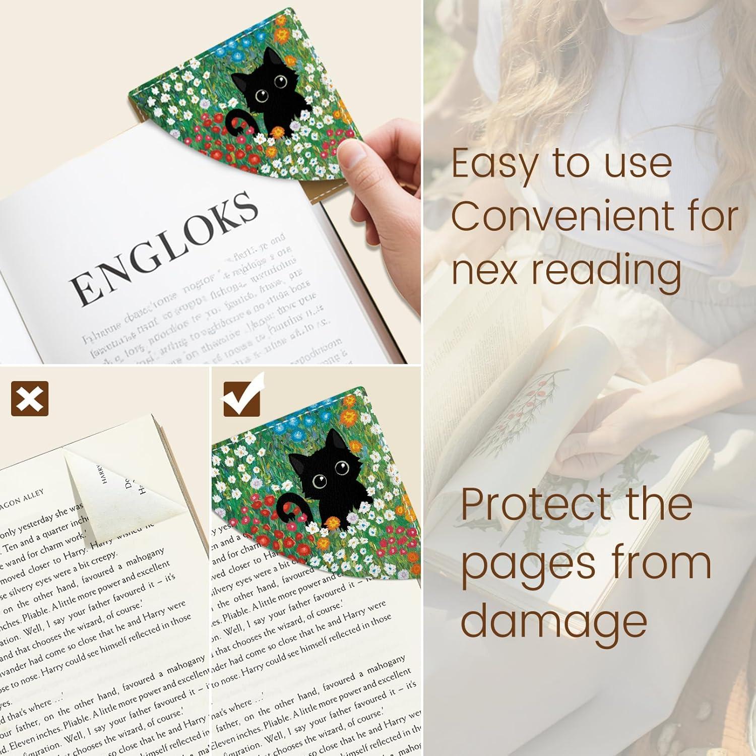 imageIcycay Axolotls Corner Bookmarks Cute Leather Book Accessories for Book Lovers 3 Pcs Reading Book Page Markers for Women Men Student Teacher Girls Boys Kids Retirement Birthday GiftsCute Black Cat 01