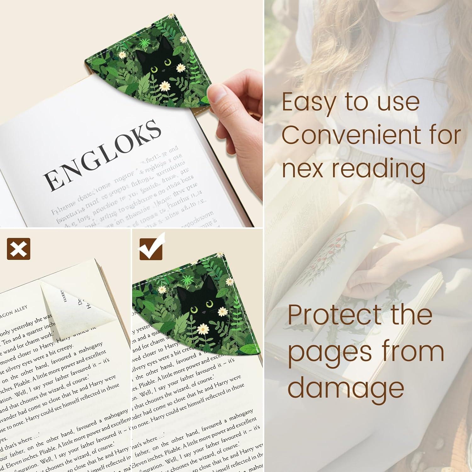 imageIcycay Axolotls Corner Bookmarks Cute Leather Book Accessories for Book Lovers 3 Pcs Reading Book Page Markers for Women Men Student Teacher Girls Boys Kids Retirement Birthday GiftsBlack Cat 03
