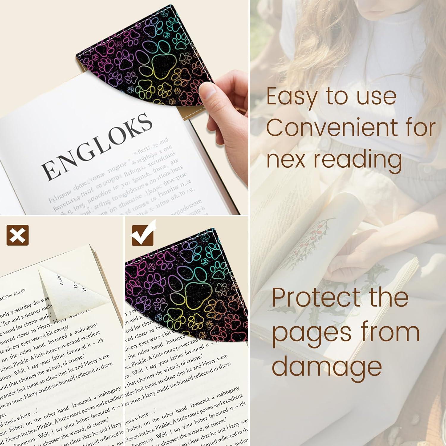 imageIcycay Axolotls Corner Bookmarks Cute Leather Book Accessories for Book Lovers 3 Pcs Reading Book Page Markers for Women Men Student Teacher Girls Boys Kids Retirement Birthday GiftsCute Paws