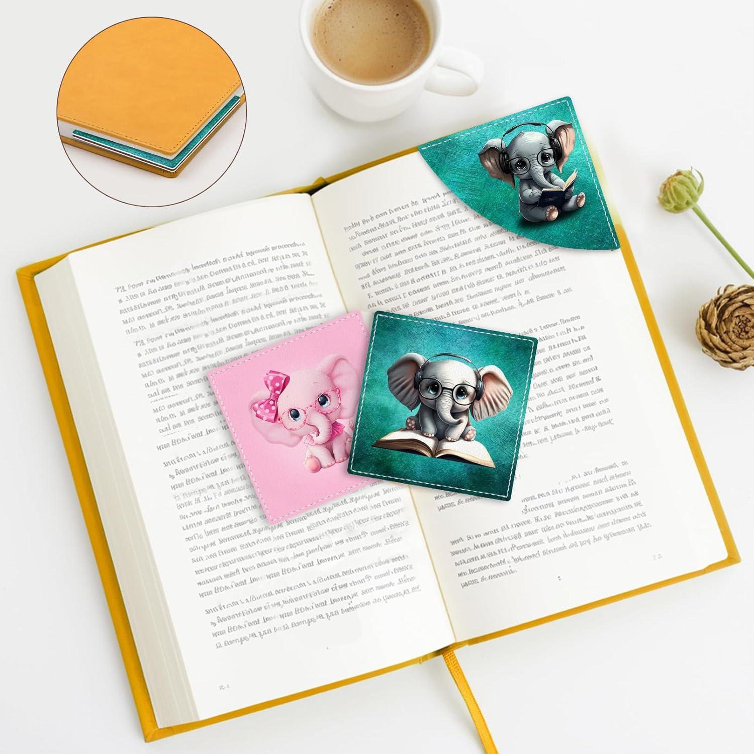 imageIcycay Axolotls Corner Bookmarks Cute Leather Book Accessories for Book Lovers 3 Pcs Reading Book Page Markers for Women Men Student Teacher Girls Boys Kids Retirement Birthday GiftsCute Elephant