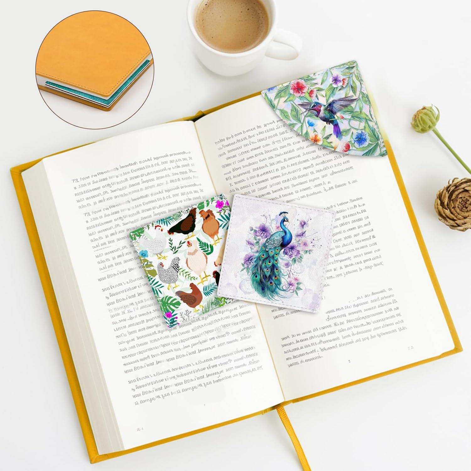 imageIcycay Axolotls Corner Bookmarks Cute Leather Book Accessories for Book Lovers 3 Pcs Reading Book Page Markers for Women Men Student Teacher Girls Boys Kids Retirement Birthday GiftsPeacock