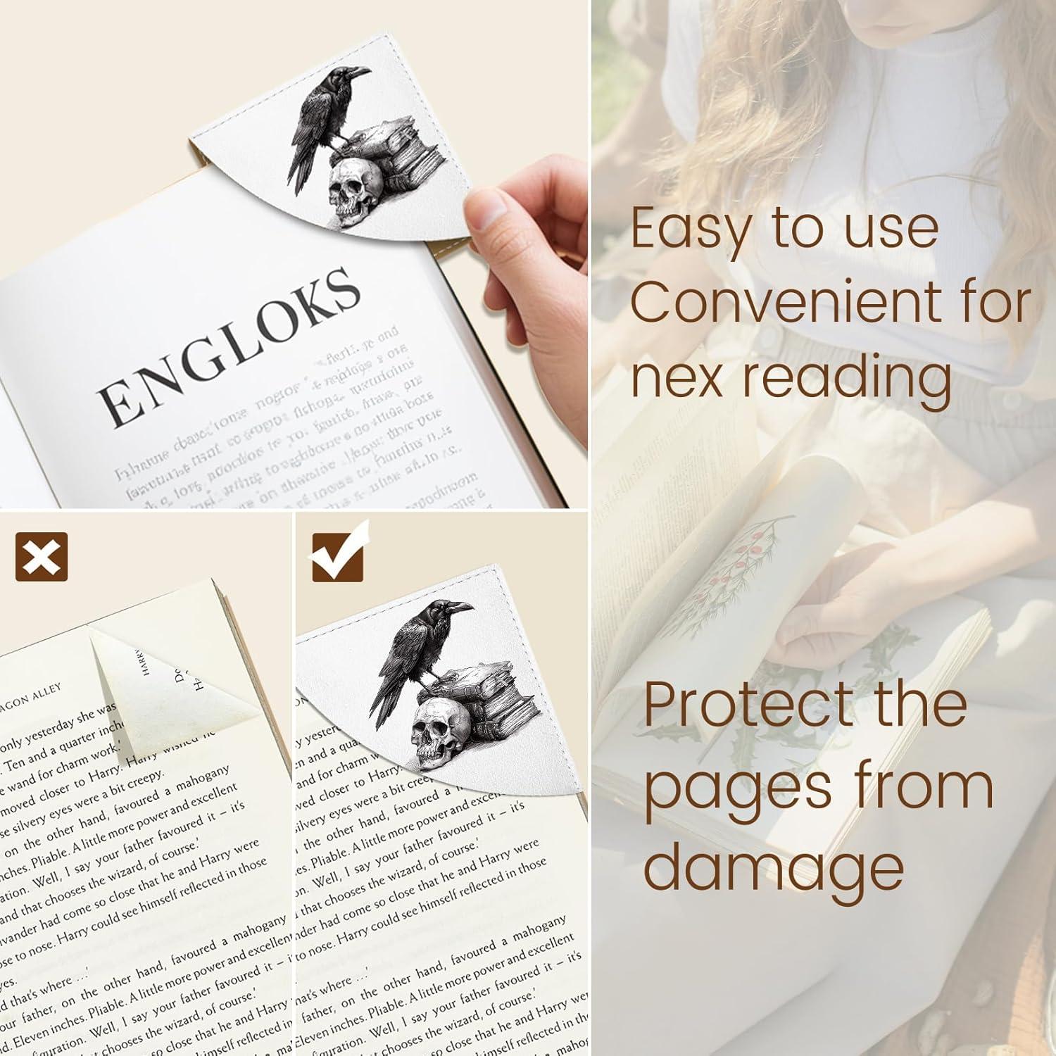 imageIcycay Axolotls Corner Bookmarks Cute Leather Book Accessories for Book Lovers 3 Pcs Reading Book Page Markers for Women Men Student Teacher Girls Boys Kids Retirement Birthday GiftsCrow
