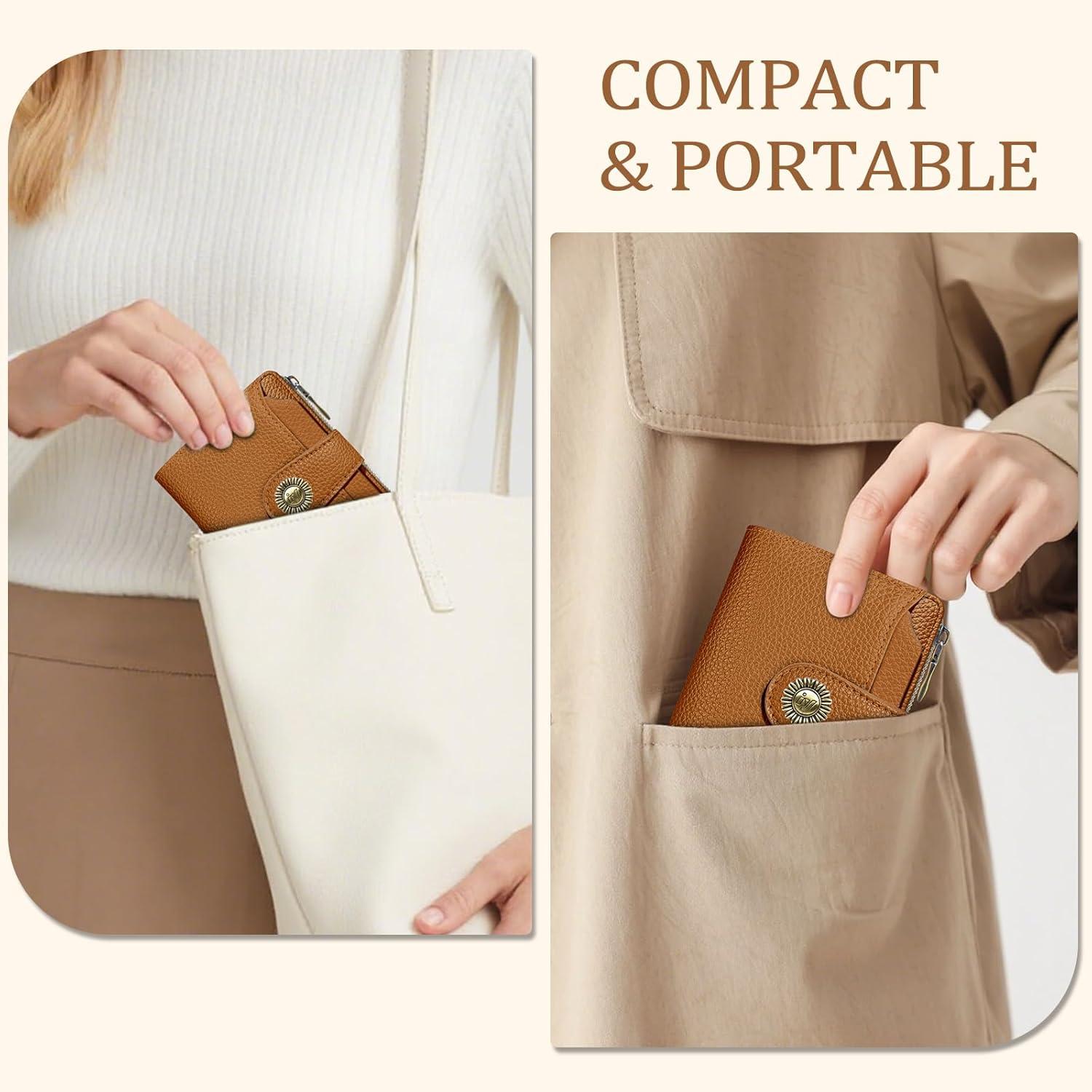 imageIcycay Highland Cow Small Wallet Women RFID Blocking Bifold Cute Credit Card Holder Zipper Coin Pocket PU Leather Compact Travel 4 ID Window 14 Card Slots Western Cash Purse Ladies Woman0 Pumpkin