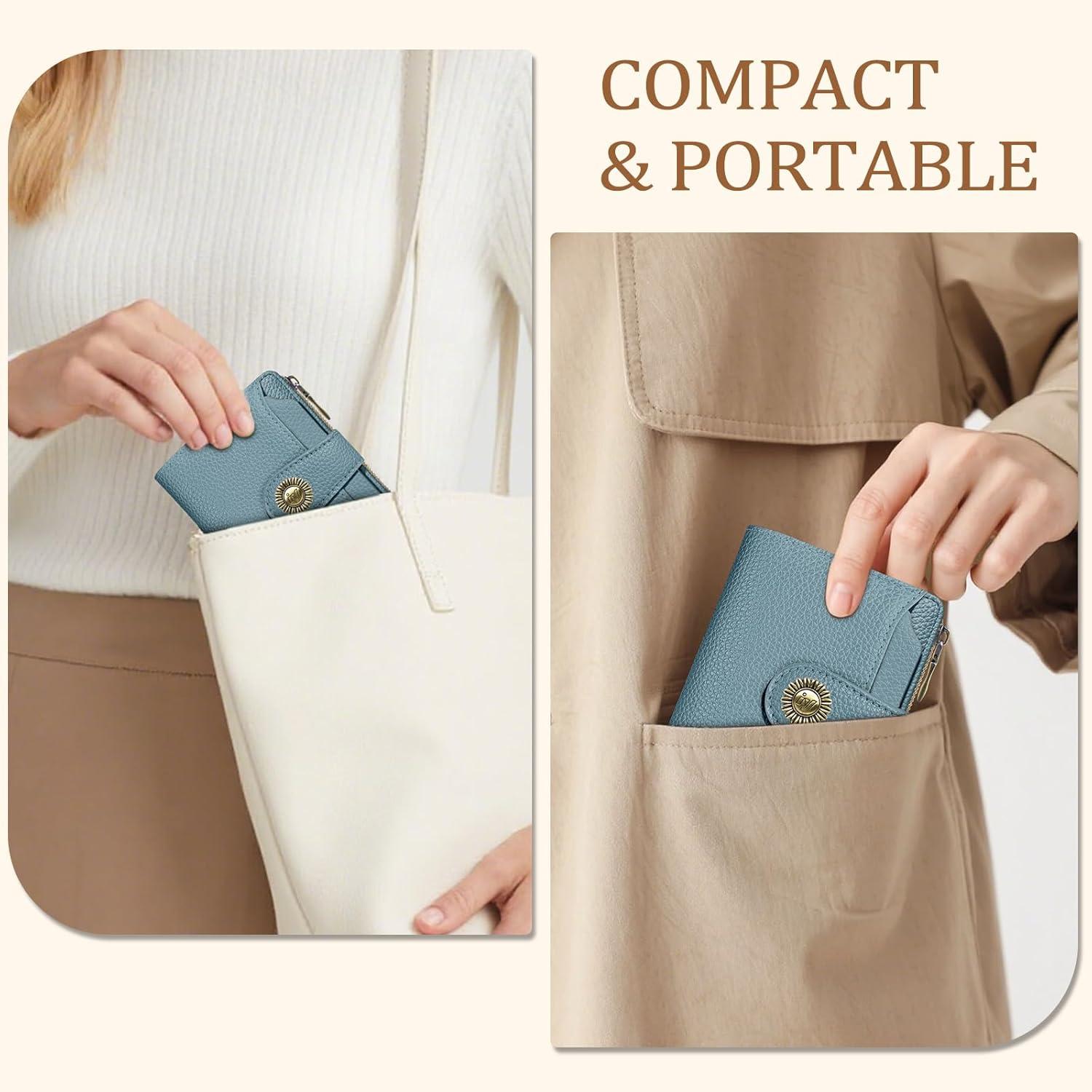 imageIcycay Highland Cow Small Wallet Women RFID Blocking Bifold Cute Credit Card Holder Zipper Coin Pocket PU Leather Compact Travel 4 ID Window 14 Card Slots Western Cash Purse Ladies Woman0 Blue
