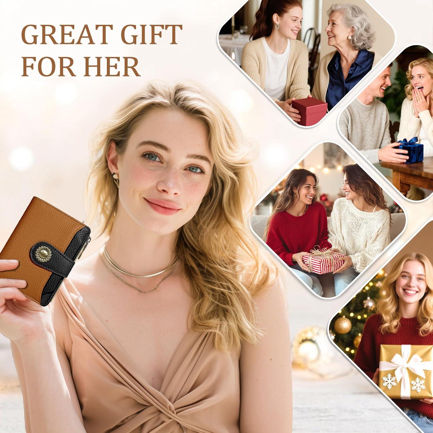 imageIcycay Highland Cow Small Wallet Women RFID Blocking Bifold Cute Credit Card Holder Zipper Coin Pocket PU Leather Compact Travel 4 ID Window 14 Card Slots Western Cash Purse Ladies Woman0 Pumpkin Black