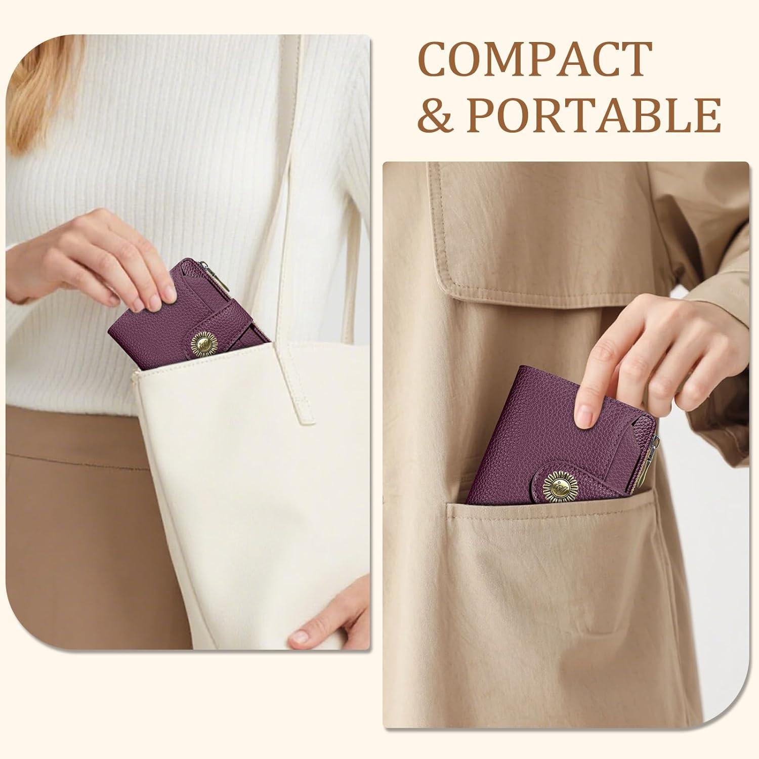 imageIcycay Highland Cow Small Wallet Women RFID Blocking Bifold Cute Credit Card Holder Zipper Coin Pocket PU Leather Compact Travel 4 ID Window 14 Card Slots Western Cash Purse Ladies Woman0 Deep Violet