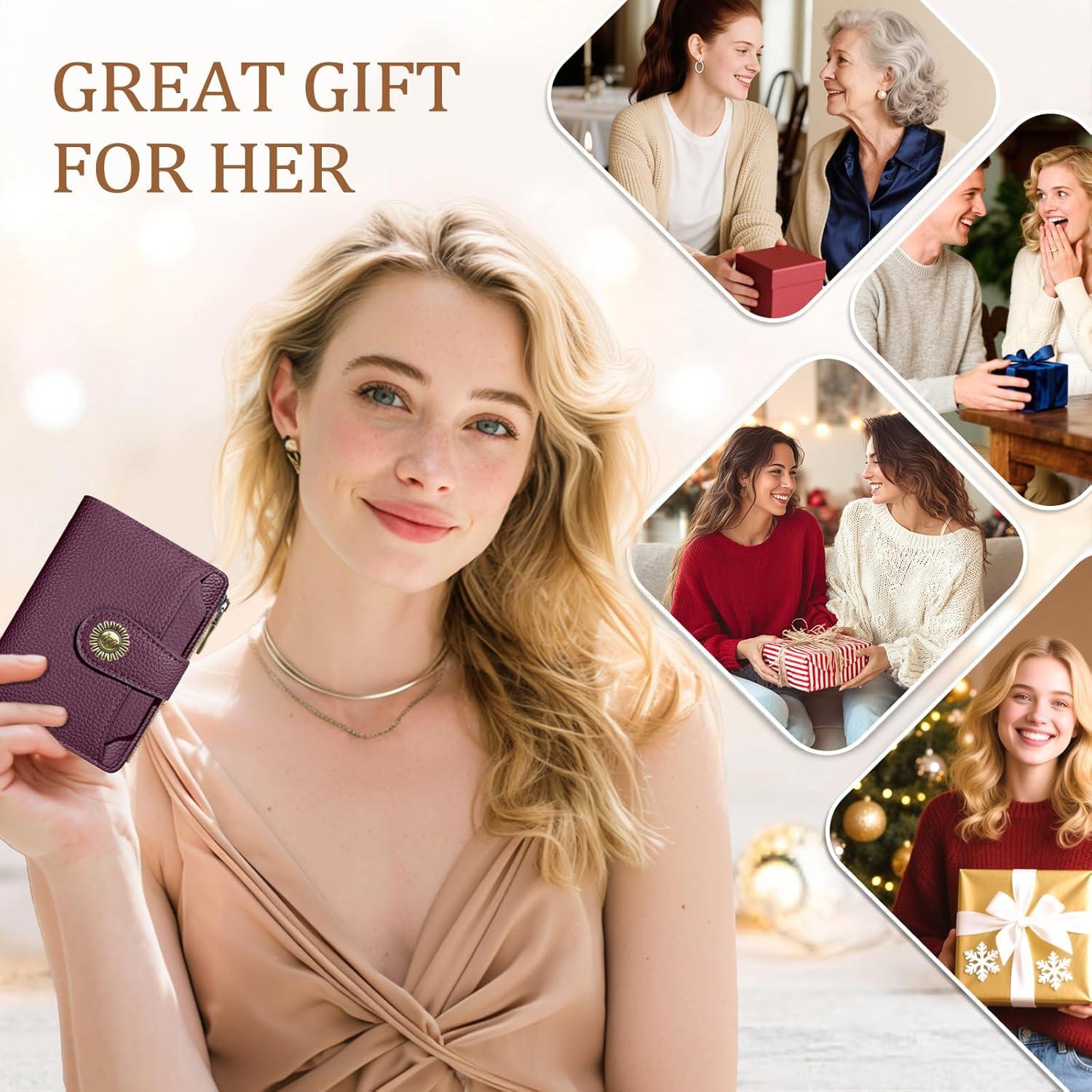 imageIcycay Highland Cow Small Wallet Women RFID Blocking Bifold Cute Credit Card Holder Zipper Coin Pocket PU Leather Compact Travel 4 ID Window 14 Card Slots Western Cash Purse Ladies Woman0 Deep Violet
