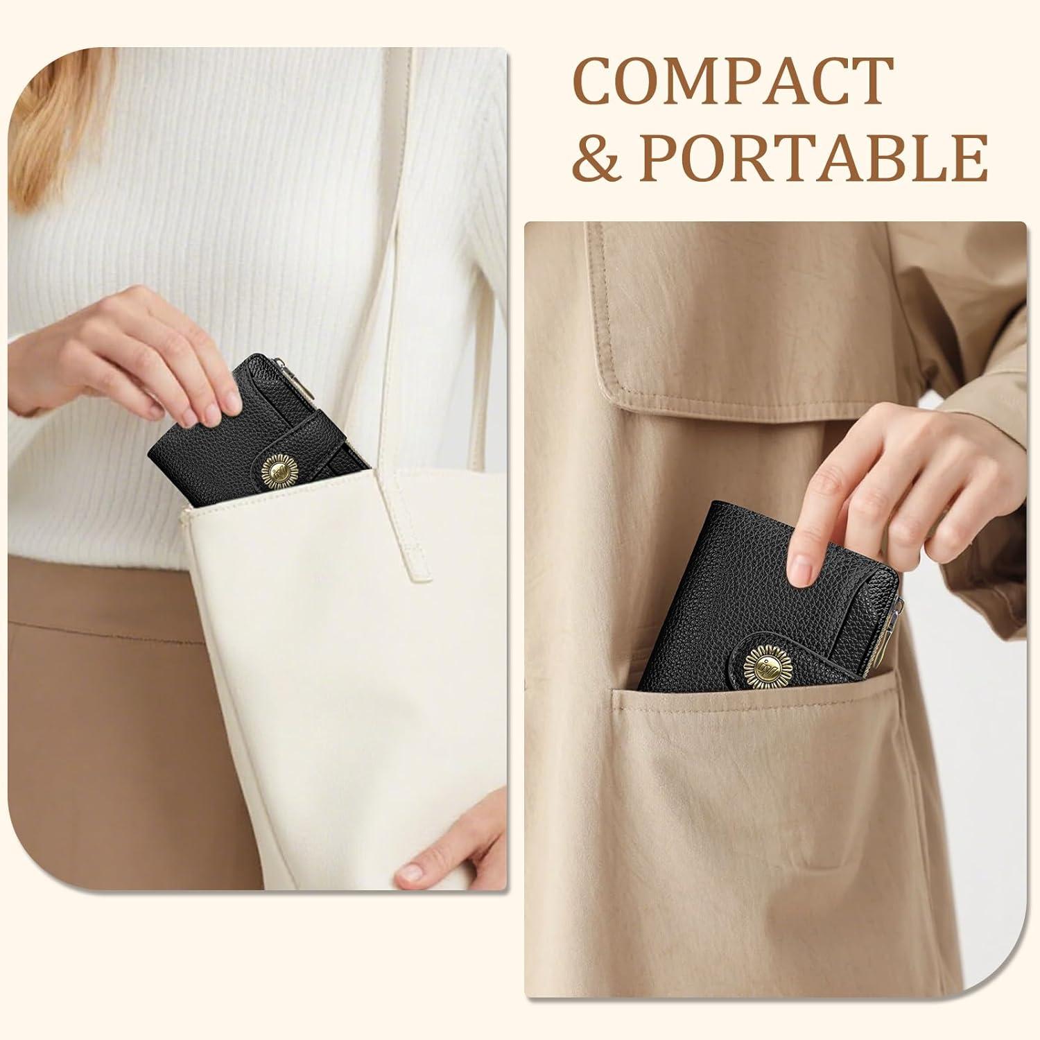 imageIcycay Highland Cow Small Wallet Women RFID Blocking Bifold Cute Credit Card Holder Zipper Coin Pocket PU Leather Compact Travel 4 ID Window 14 Card Slots Western Cash Purse Ladies Woman0 Black