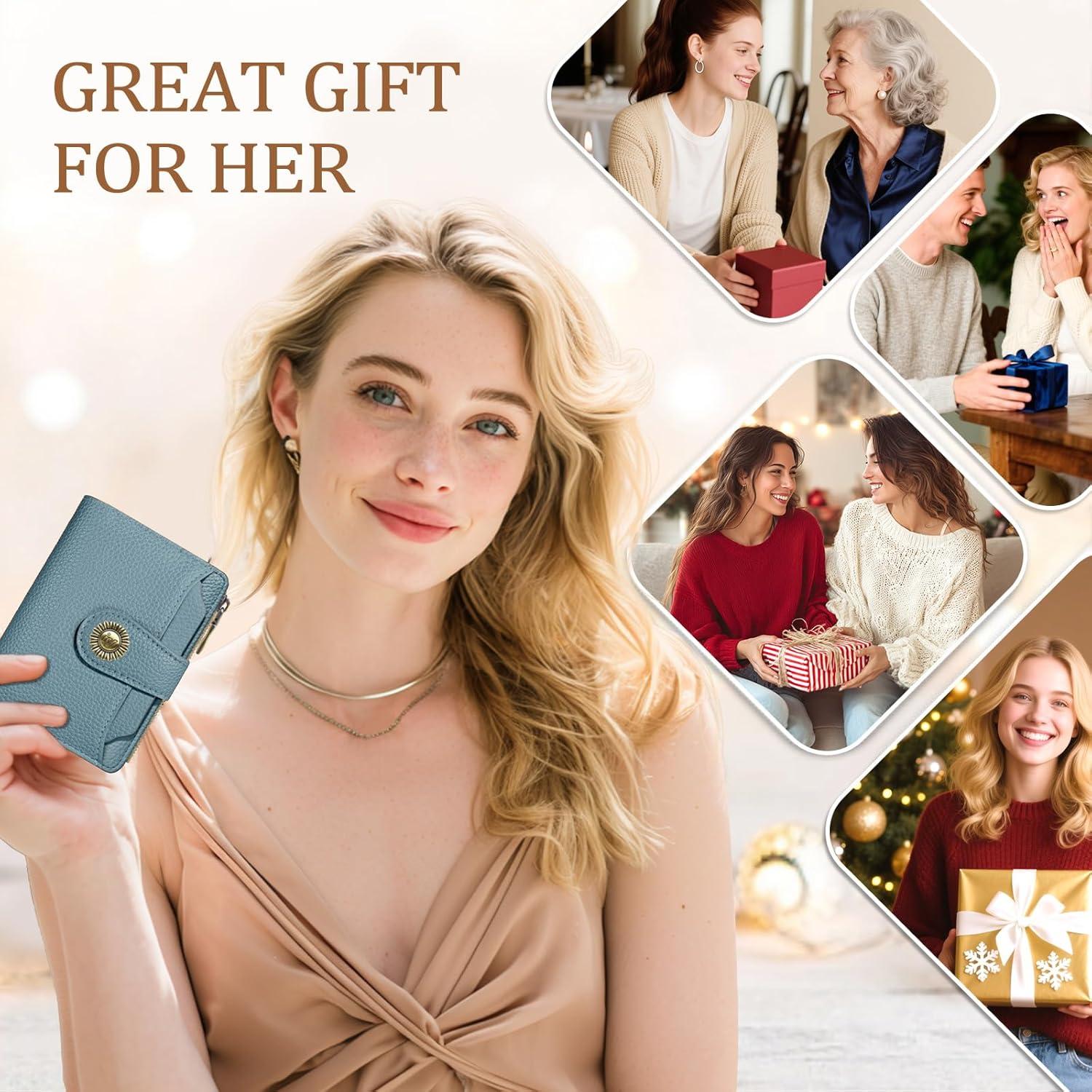 imageIcycay Highland Cow Small Wallet Women RFID Blocking Bifold Cute Credit Card Holder Zipper Coin Pocket PU Leather Compact Travel 4 ID Window 14 Card Slots Western Cash Purse Ladies Woman0 Blue