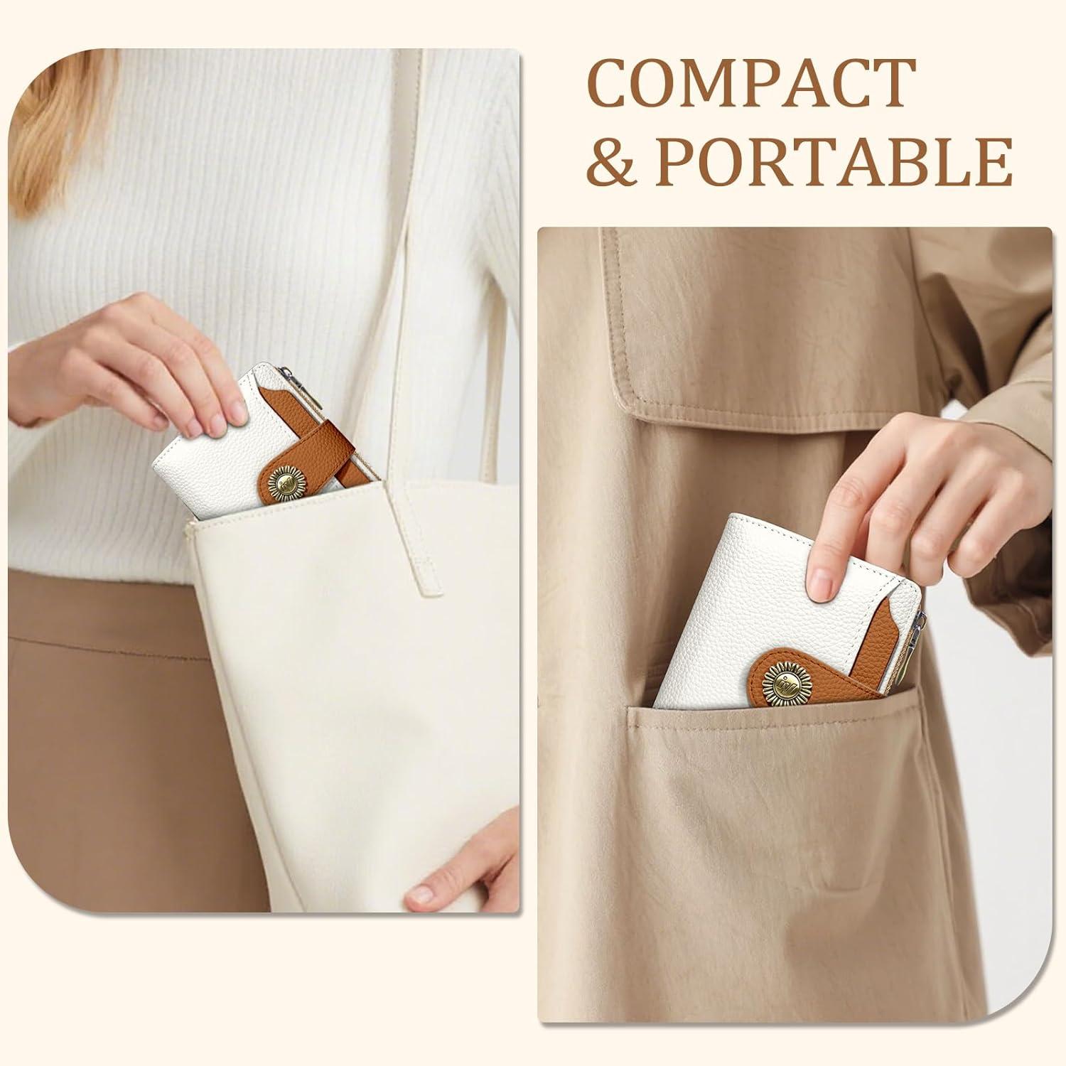 imageIcycay Highland Cow Small Wallet Women RFID Blocking Bifold Cute Credit Card Holder Zipper Coin Pocket PU Leather Compact Travel 4 ID Window 14 Card Slots Western Cash Purse Ladies Woman0 Beige