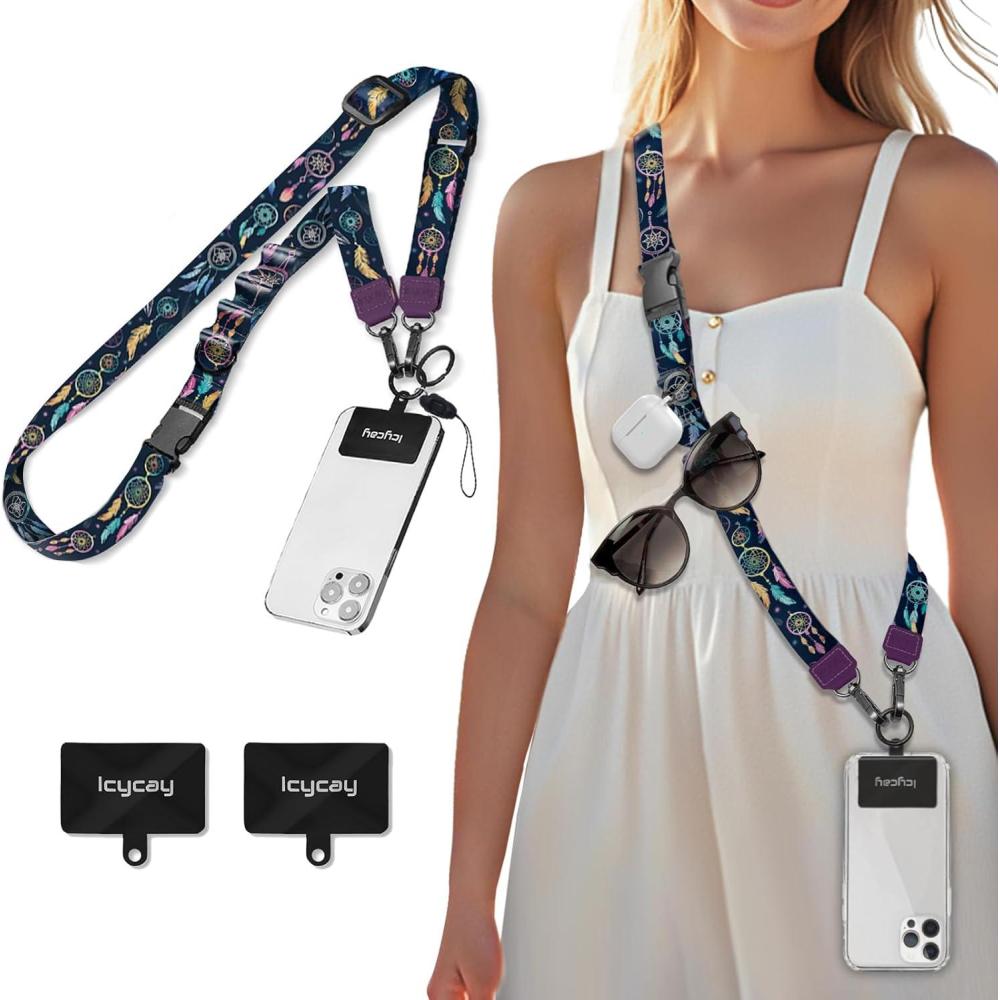 imageIcycay Phone Lanyard Crossbody Marble Cell Phone Strap for Around The Neck Adjustable Anti Theft Cute Lanyard for iPhone Case ID Holder Keys Accessories Travel EssentialDream Catcher