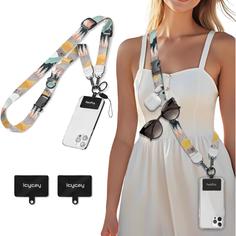 imageIcycay Phone Lanyard Crossbody Marble Cell Phone Strap for Around The Neck Adjustable Anti Theft Cute Lanyard for iPhone Case ID Holder Keys Accessories Travel EssentialMountain