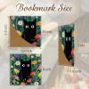 Icycay Axolotls Corner Bookmarks, Cute Leather Book Accessories for Book Lovers, 3 Pcs Reading Book Page Markers for Women Men Student Teacher Girls Boys Kids Retirement Birthday Gifts(Cute Black Cat 02)