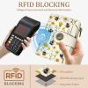 Icycay Highland Cow Small Wallet Women RFID Blocking Bifold, Cute Credit Card Holder, Zipper Coin Pocket, PU Leather, Compact, Travel, 4 ID Window, 14 Card Slots, Western, Cash Purse, Ladies Woman(Bee)