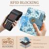 Icycay Highland Cow Small Wallet Women RFID Blocking Bifold, Cute Credit Card Holder, Zipper Coin Pocket, PU Leather, Compact, Travel, 4 ID Window, 14 Card Slots, Western, Cash Purse, Ladies Woman(Sea Turtle)