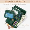 Icycay Highland Cow Small Wallet Women RFID Blocking Bifold, Cute Credit Card Holder, Zipper Coin Pocket, PU Leather, Compact, Travel, 4 ID Window, 14 Card Slots, Western, Cash Purse, Ladies Woman(Forest)