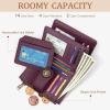 Icycay Highland Cow Small Wallet Women RFID Blocking Bifold, Cute Credit Card Holder, Zipper Coin Pocket, PU Leather, Compact, Travel, 4 ID Window, 14 Card Slots, Western, Cash Purse, Ladies Woman(0 Deep Violet)