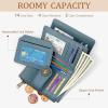 Icycay Highland Cow Small Wallet Women RFID Blocking Bifold, Cute Credit Card Holder, Zipper Coin Pocket, PU Leather, Compact, Travel, 4 ID Window, 14 Card Slots, Western, Cash Purse, Ladies Woman(0 Blue)