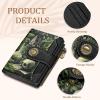 Icycay Highland Cow Small Wallet Women RFID Blocking Bifold, Cute Credit Card Holder, Zipper Coin Pocket, PU Leather, Compact, Travel, 4 ID Window, 14 Card Slots, Western, Cash Purse, Ladies Woman(Goth Skull Plant)