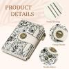 Icycay Highland Cow Small Wallet Women RFID Blocking Bifold, Cute Credit Card Holder, Zipper Coin Pocket, PU Leather, Compact, Travel, 4 ID Window, 14 Card Slots, Western, Cash Purse, Ladies Woman(Floral White)