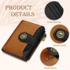 Icycay Highland Cow Small Wallet Women RFID Blocking Bifold, Cute Credit Card Holder, Zipper Coin Pocket, PU Leather, Compact, Travel, 4 ID Window, 14 Card Slots, Western, Cash Purse, Ladies Woman(0 Pumpkin Black)
