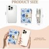 Icycay Highland Cow Small Wallet Women RFID Blocking Bifold, Cute Credit Card Holder, Zipper Coin Pocket, PU Leather, Compact, Travel, 4 ID Window, 14 Card Slots, Western, Cash Purse, Ladies Woman(Floral Blue)