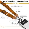 Icycay Phone Lanyard Crossbody, Marble Cell Phone Strap for Around The Neck Adjustable, Anti Theft Cute Lanyard for iPhone Case ID Holder Keys Accessories Travel Essential(1 Brown)
