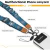 Icycay Phone Lanyard Crossbody, Marble Cell Phone Strap for Around The Neck Adjustable, Anti Theft Cute Lanyard for iPhone Case ID Holder Keys Accessories Travel Essential(Boho Blue)