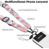 Icycay Phone Lanyard Crossbody, Marble Cell Phone Strap for Around The Neck Adjustable, Anti Theft Cute Lanyard for iPhone Case ID Holder Keys Accessories Travel Essential(Peony Flower)