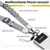 Icycay Phone Lanyard Crossbody, Marble Cell Phone Strap for Around The Neck Adjustable, Anti Theft Cute Lanyard for iPhone Case ID Holder Keys Accessories Travel Essential(1 Silver Gray)
