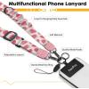 Icycay Phone Lanyard Crossbody, Marble Cell Phone Strap for Around The Neck Adjustable, Anti Theft Cute Lanyard for iPhone Case ID Holder Keys Accessories Travel Essential(Strawberry)