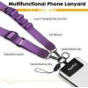 Icycay Phone Lanyard Crossbody, Marble Cell Phone Strap for Around The Neck Adjustable, Anti Theft Cute Lanyard for iPhone Case ID Holder Keys Accessories Travel Essential(1 Purp)