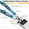 Icycay Phone Lanyard Crossbody, Marble Cell Phone Strap for Around The Neck Adjustable, Anti Theft Cute Lanyard for iPhone Case ID Holder Keys Accessories Travel Essential(Marble Blue)
