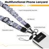 Icycay Phone Lanyard Crossbody, Marble Cell Phone Strap for Around The Neck Adjustable, Anti Theft Cute Lanyard for iPhone Case ID Holder Keys Accessories Travel Essential(Boho Navy Blue)