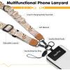 Icycay Phone Lanyard Crossbody, Marble Cell Phone Strap for Around The Neck Adjustable, Anti Theft Cute Lanyard for iPhone Case ID Holder Keys Accessories Travel Essential(Boho Rainbows)