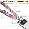 Icycay Phone Lanyard Crossbody, Marble Cell Phone Strap for Around The Neck Adjustable, Anti Theft Cute Lanyard for iPhone Case ID Holder Keys Accessories Travel Essential(Boho Red)
