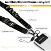 Icycay Phone Lanyard Crossbody, Marble Cell Phone Strap for Around The Neck Adjustable, Anti Theft Cute Lanyard for iPhone Case ID Holder Keys Accessories Travel Essential(Marble Black)