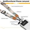 Icycay Phone Lanyard Crossbody, Marble Cell Phone Strap for Around The Neck Adjustable, Anti Theft Cute Lanyard for iPhone Case ID Holder Keys Accessories Travel Essential(Abstract Art Leaf Yellow)