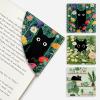 Icycay Axolotls Corner Bookmarks, Cute Leather Book Accessories for Book Lovers, 3 Pcs Reading Book Page Markers for Women Men Student Teacher Girls Boys Kids Retirement Birthday Gifts(Cute Black Cat 02)