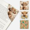Icycay Axolotls Corner Bookmarks, Cute Leather Book Accessories for Book Lovers, 3 Pcs Reading Book Page Markers for Women Men Student Teacher Girls Boys Kids Retirement Birthday Gifts(Highland Cow)