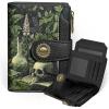 Icycay Highland Cow Small Wallet Women RFID Blocking Bifold, Cute Credit Card Holder, Zipper Coin Pocket, PU Leather, Compact, Travel, 4 ID Window, 14 Card Slots, Western, Cash Purse, Ladies Woman(Goth Skull Plant)
